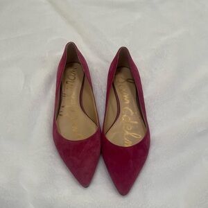 Sam Edelman Reyanne Magenta Purple Suede Pointed Toe Spikes Ballet Flats Size8.5